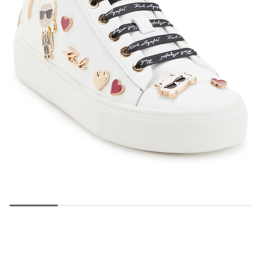Karl Lagerfeld White Sneakers with Gold and Pink Accents